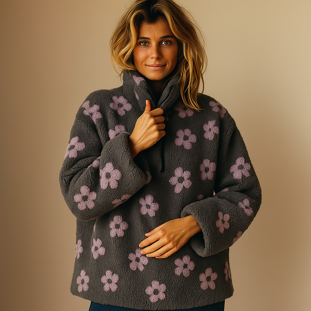 Alessia Floral Sherpa Pullover