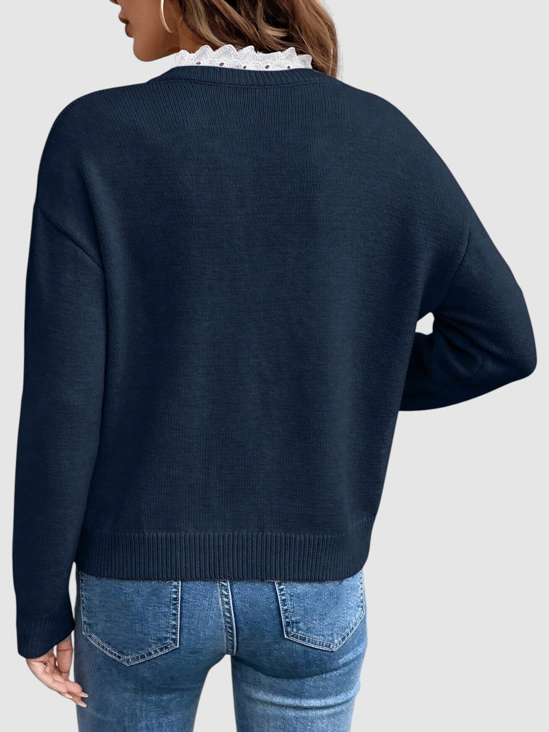 Yara | Džemper s V-izrezom i čipkastim detaljima