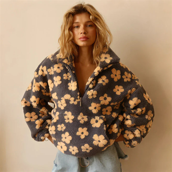 Alessia Floral Sherpa Pullover